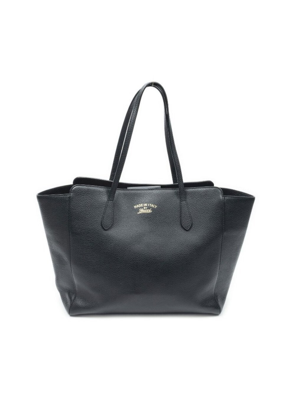 Gucci Medium Swing Tote Bag Black Gray Leather